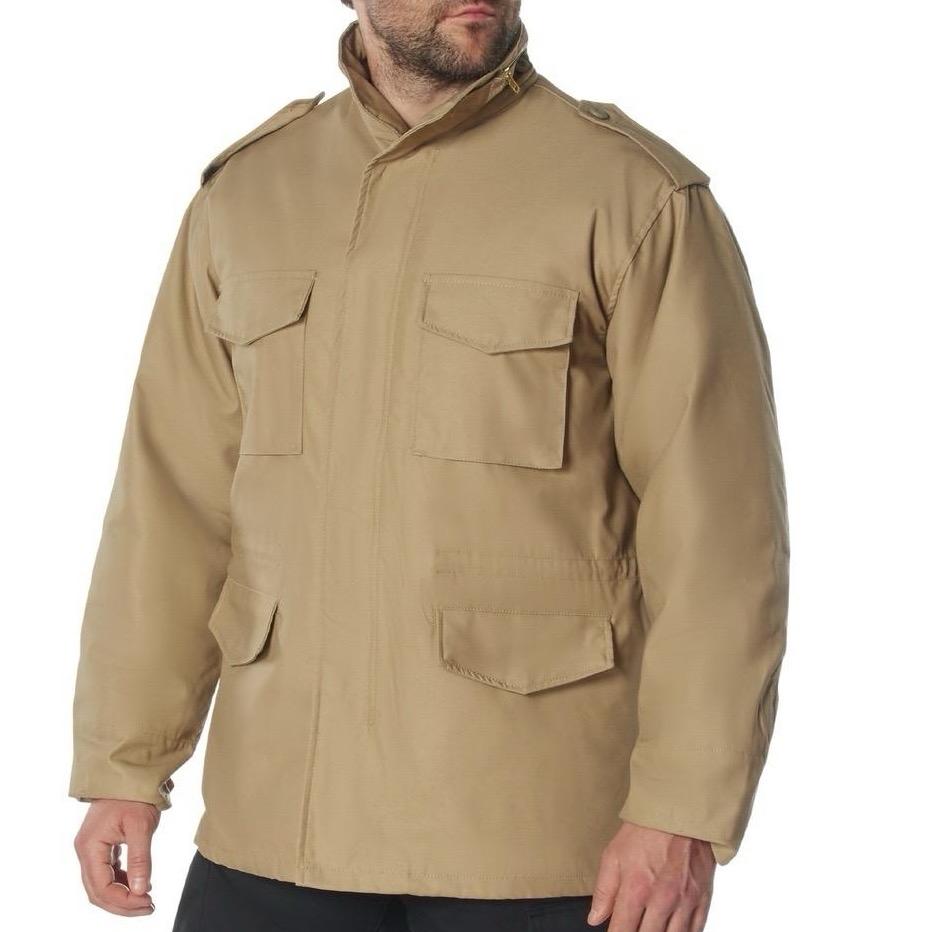 ROTHCO M-65 Field Jacket - Water Repellent Outer Shell, Removable Quilted Button-In Liner, 4 Cargo Pockets - Underwear, Zipper