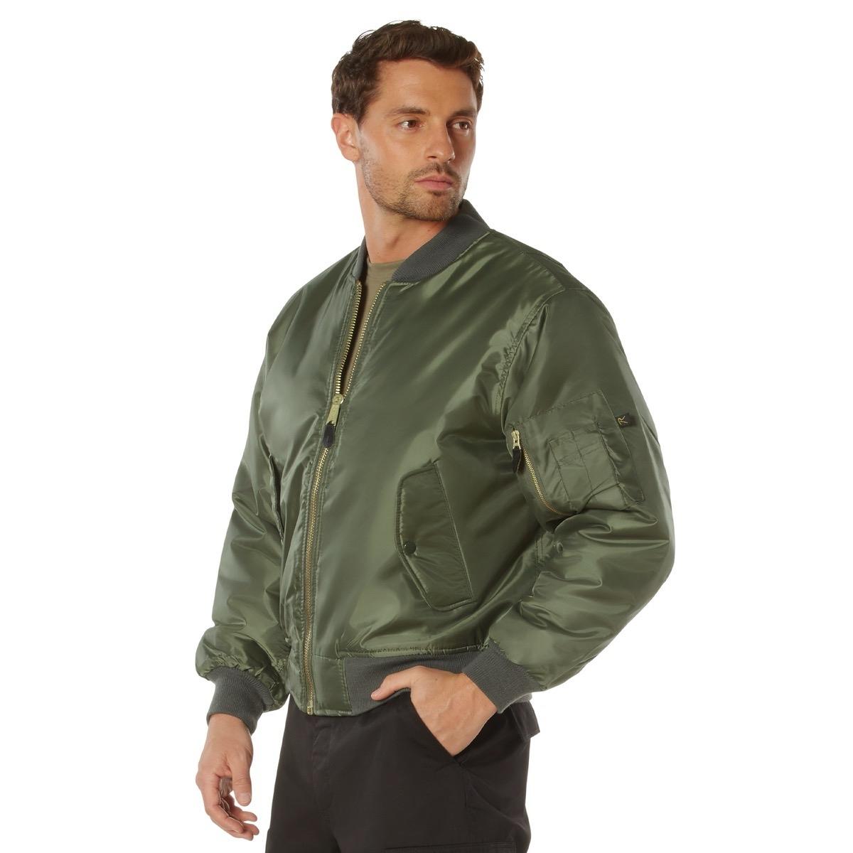 Rothco MA-1 Flight Jacket with Rescue Orange Polyester Lining and Nylon Outer Shell for Men - Weatherproof and Insulated - Underwear, Utility Zipper Long Sleeve