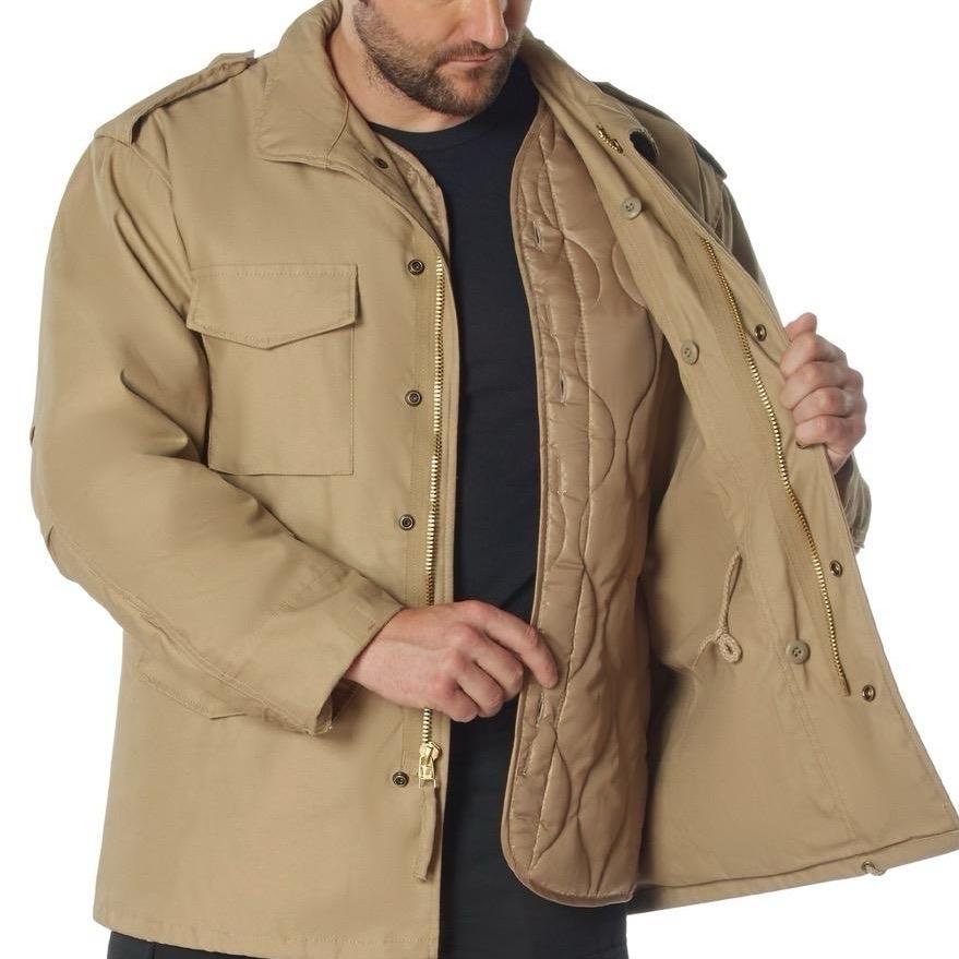 ROTHCO M-65 Field Jacket - Water Repellent Outer Shell, Removable Quilted Button-In Liner, 4 Cargo Pockets - Underwear, Zipper