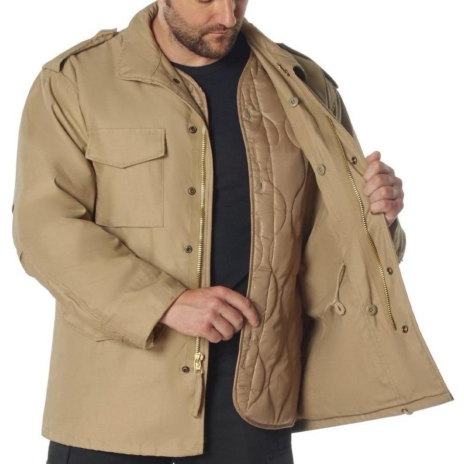 ROTHCO M-65 Field Jacket - Water Repellent Outer Shell, Removable Quilted Button-In Liner, 4 Cargo Pockets - Zipper, Small