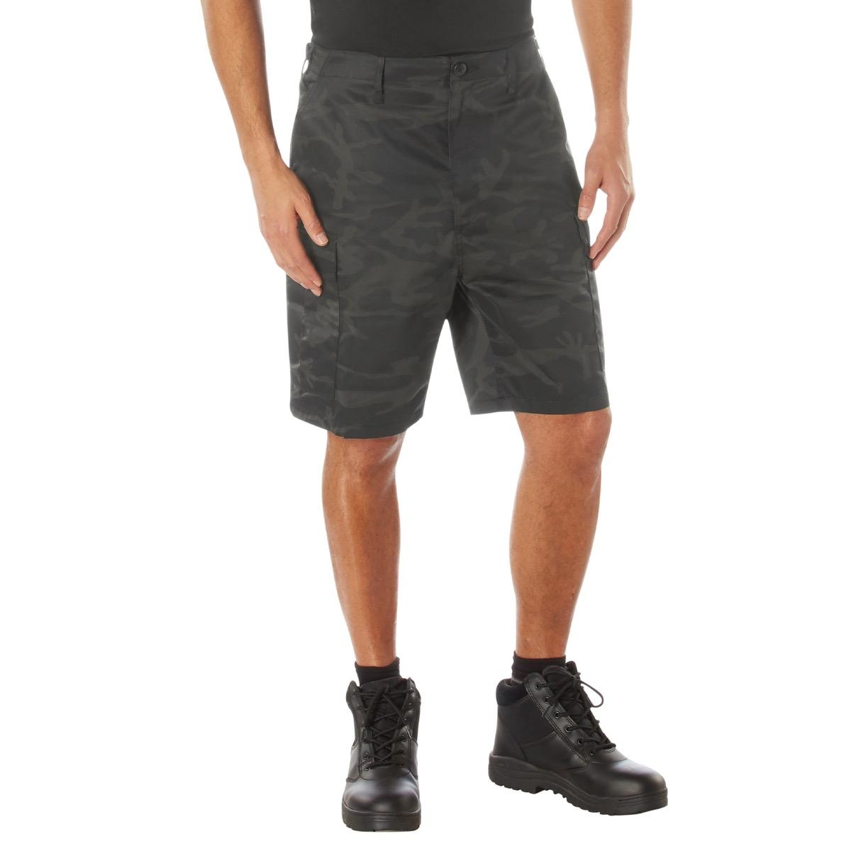 Rothco Midnight Camo BDU Shorts Camouflage Cargo Shorts Hunting Hiking Camping BDU Cargo Shorts Adjustable Waist Tabs Cargo Pockets