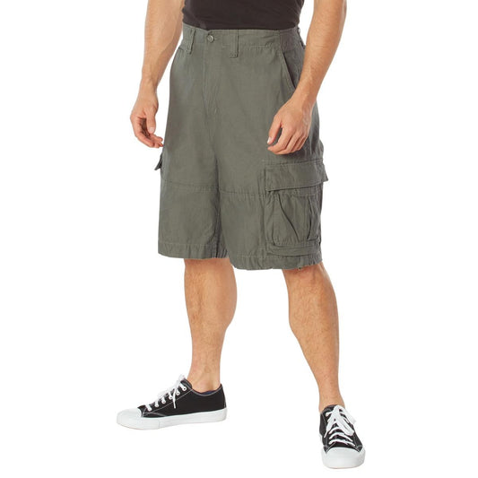 ROTHCO Vintage Utility Cargo Shorts with 7 Pockets for Men - Knee-Length, Adjustable Leg Drawstrings, Available in Black, Olive Drab, and Khaki Casual Menswear Belt Camouflage Cotton Polyester Clothing Alternative Breathable