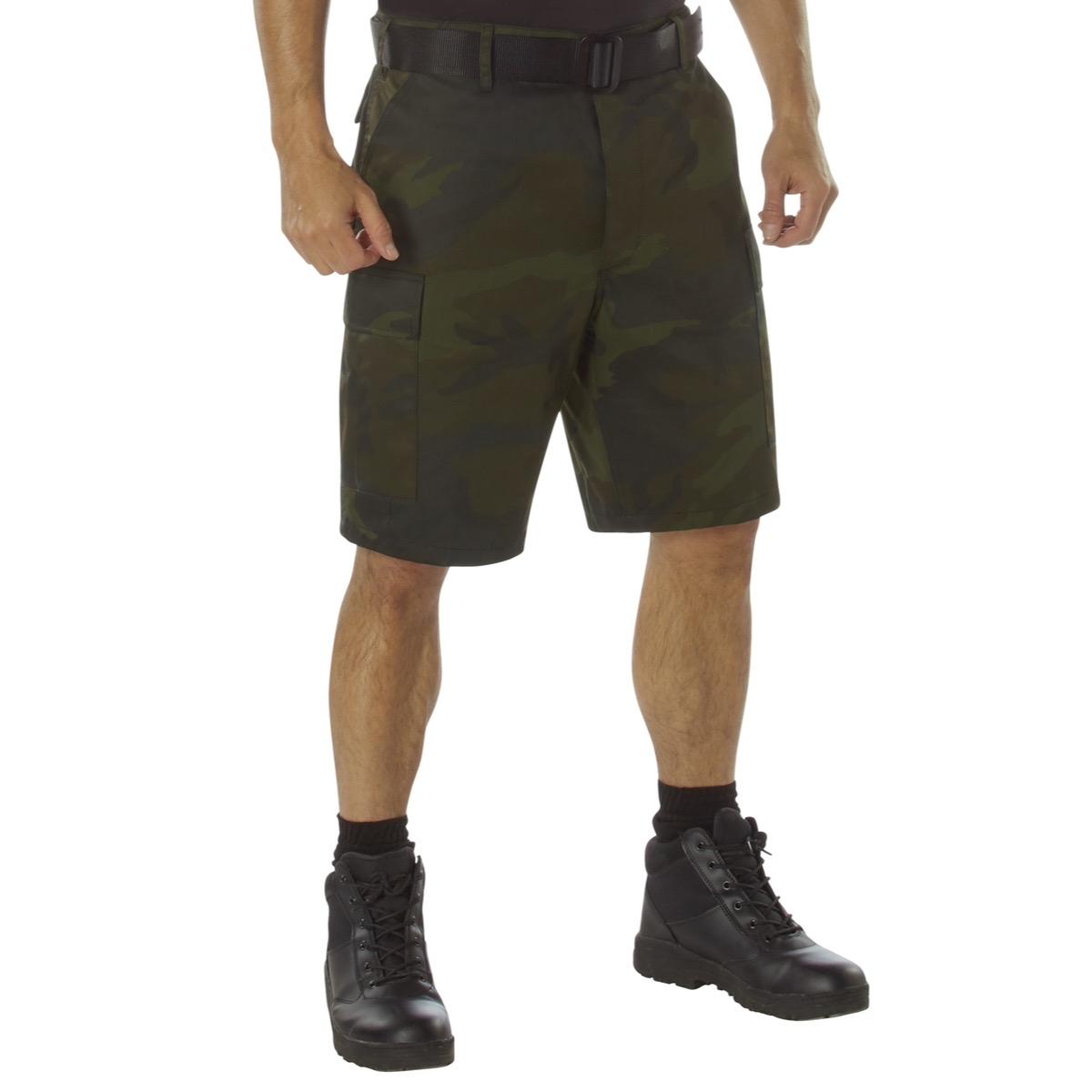 Rothco Midnight Camo BDU Shorts Camouflage Cargo Shorts Hunting Hiking Camping BDU Cargo Shorts Adjustable Waist Tabs Cargo Pockets