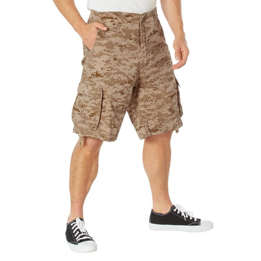 Rothco Vintage Utility Camouflage Cargo Shorts Men’s Long Length Casual Khaki Shorts Men’s Knee Length Casual Cargo Shorts Utility 7 Pockets Cargo Shorts Menswear Shorts Adjustable Inside Waist, And Leg Drawstrings Alternative Belt Breathable Clothing