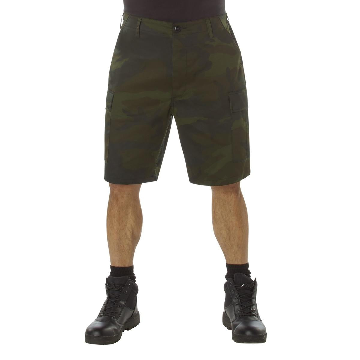 Rothco Midnight Camo BDU Shorts Camouflage Cargo Shorts Hunting Hiking Camping BDU Cargo Shorts Adjustable Waist Tabs Cargo Pockets