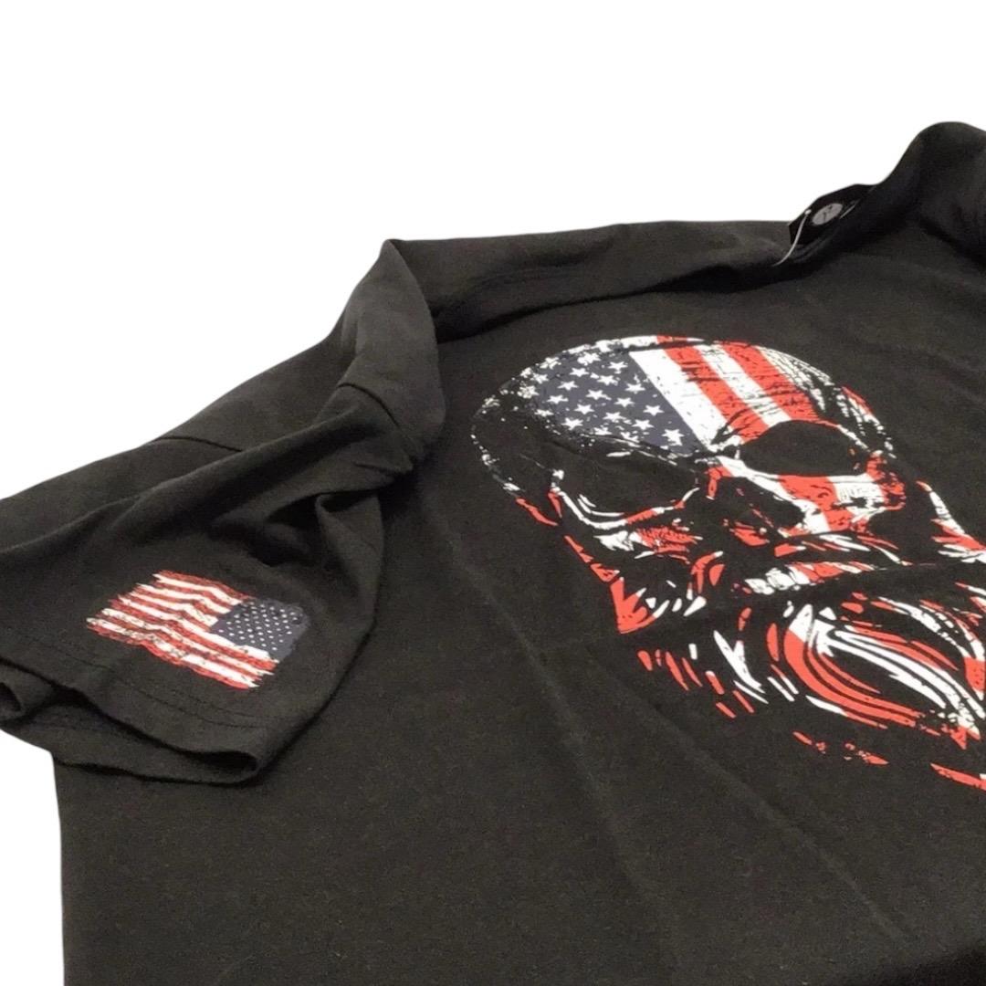 Rothco US Flag Bearded Skull T-Shirt - Patriotic Design, Distressed Flag Sleeve, Graphic Crewneck - Cotton, Top full color tee