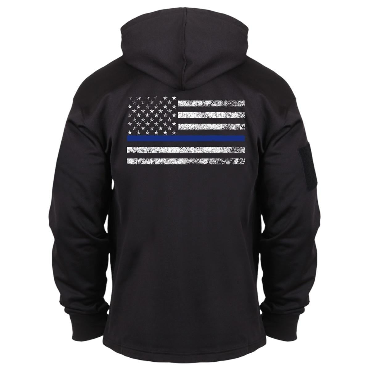 Rothco Honor and Respect Thin Blue Line Concealed Carry Hoodie - Black Graphic Menswear Pocket Flag, Polyester Material - Sweatshirt, Pullover cool shirt