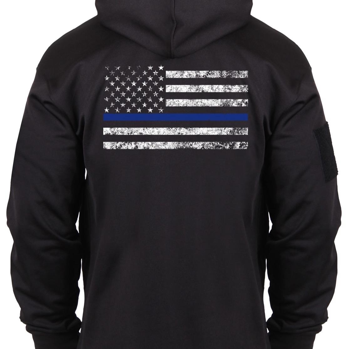 Rothco Honor and Respect Thin Blue Line Concealed Carry Hoodie - Black Graphic Menswear Pocket Flag, Polyester Material - Sweatshirt, Pullover cool shirt