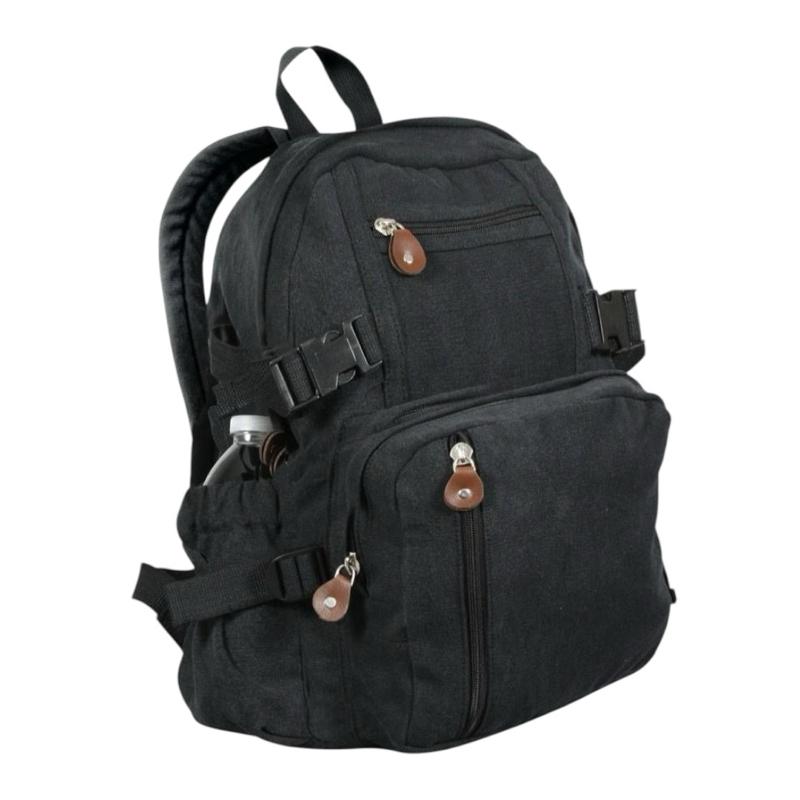 Rothco Vintage Canvas Compact Backpack - Rothco Compact Backpack, Good For School, Hiking, Camping, Work