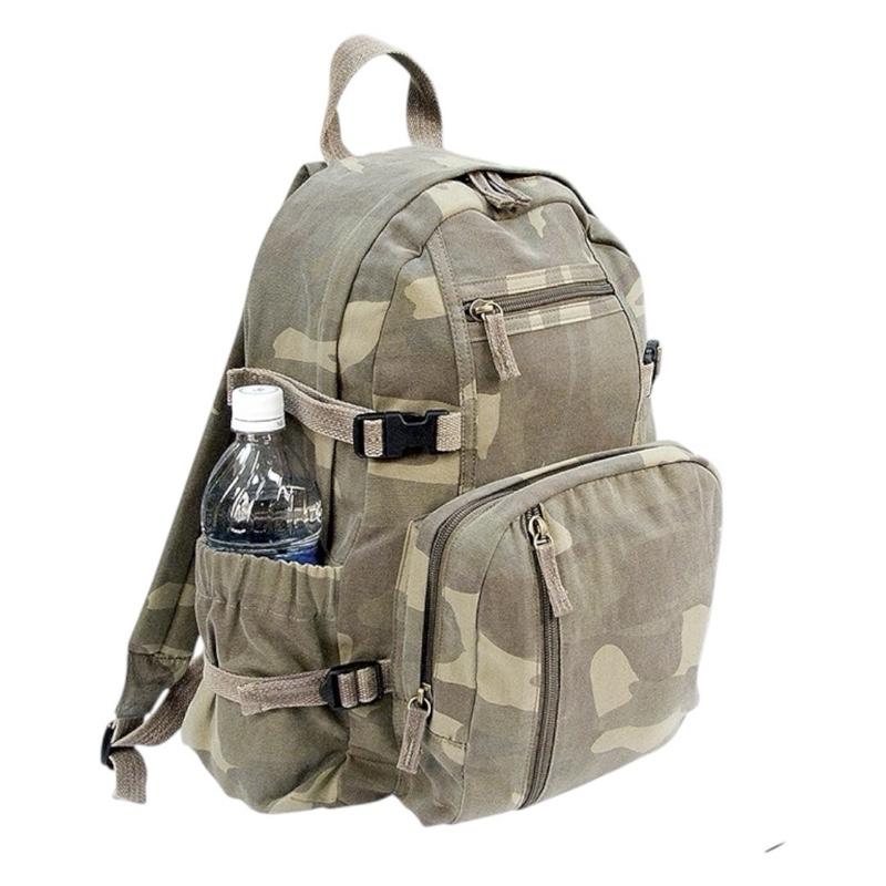 Rothco Vintage Canvas Compact Backpack - Rothco Compact Backpack, Good For School, Hiking, Camping, Work