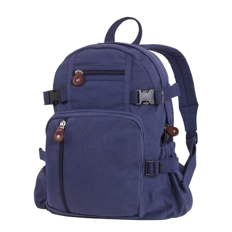 Rothco Vintage Canvas Compact Backpack - Rothco Compact Backpack, Good For School, Hiking, Camping, Work