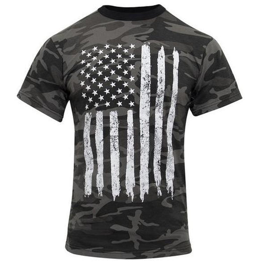 Rothco Distressed US Flag Athletic Fit T-Shirt - Comfort Short Sleeve Graphic Tee