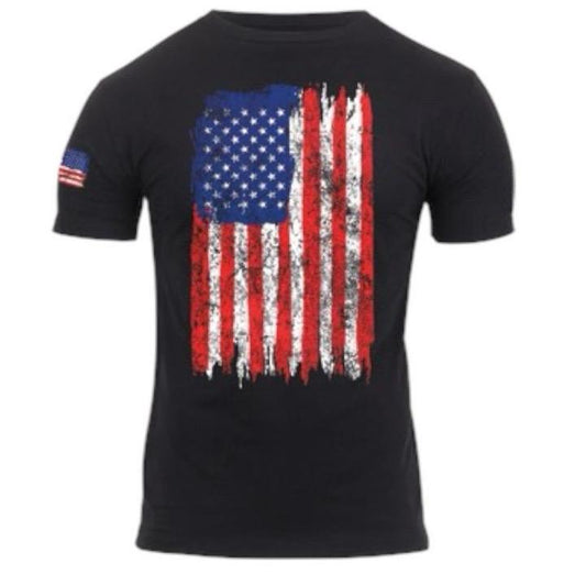 Rothco Distressed US Flag Athletic Fit T-Shirt - Multiple Colors And Sizes, Top Breathable Cotton Fabric Menswear