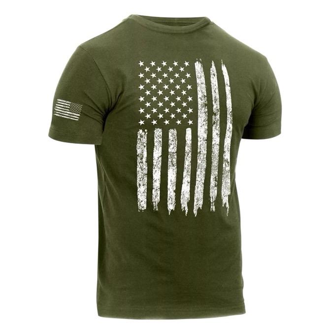 Rothco Distressed US Flag Athletic Fit T-Shirt - Comfort Short Sleeve Graphic Tee