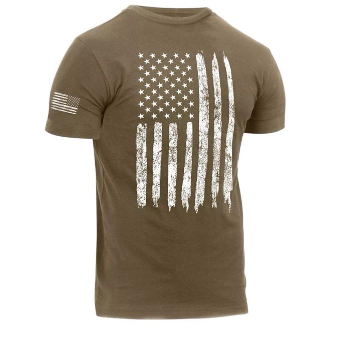 Rothco Distressed US Flag Athletic Fit T-Shirt - Comfort Short Sleeve Graphic Tee