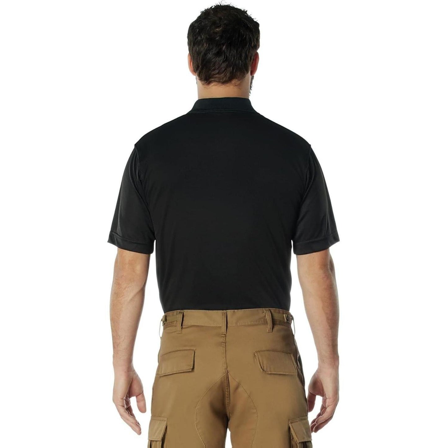 Rothco Thin Blue Line USA Flag Moisture Wicking Polo Shirt, Black 3-Button Collar, Lightweight and Breathable Fabric for Casual and On-Duty Wear - Classic Menswear