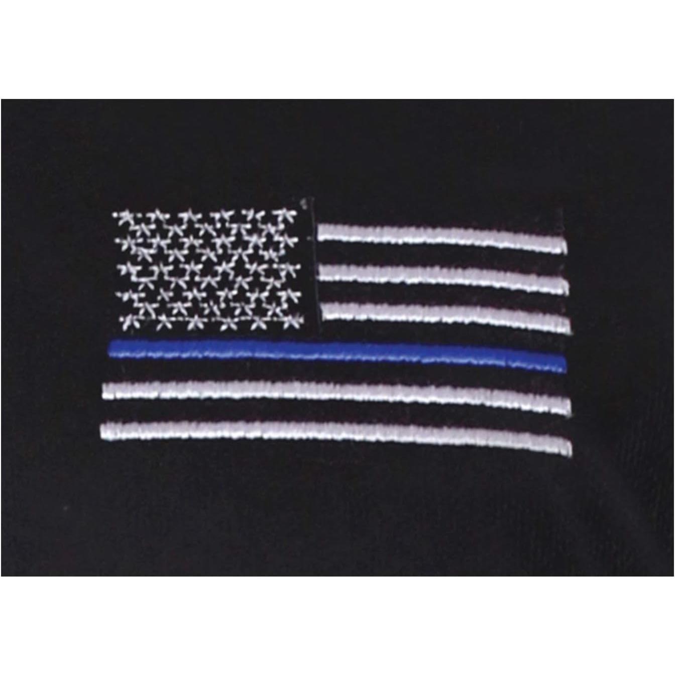 Rothco Thin Blue Line USA Flag Moisture Wicking Polo Shirt, Black 3-Button Collar, Lightweight and Breathable Fabric for Casual and On-Duty Wear - Classic Menswear
