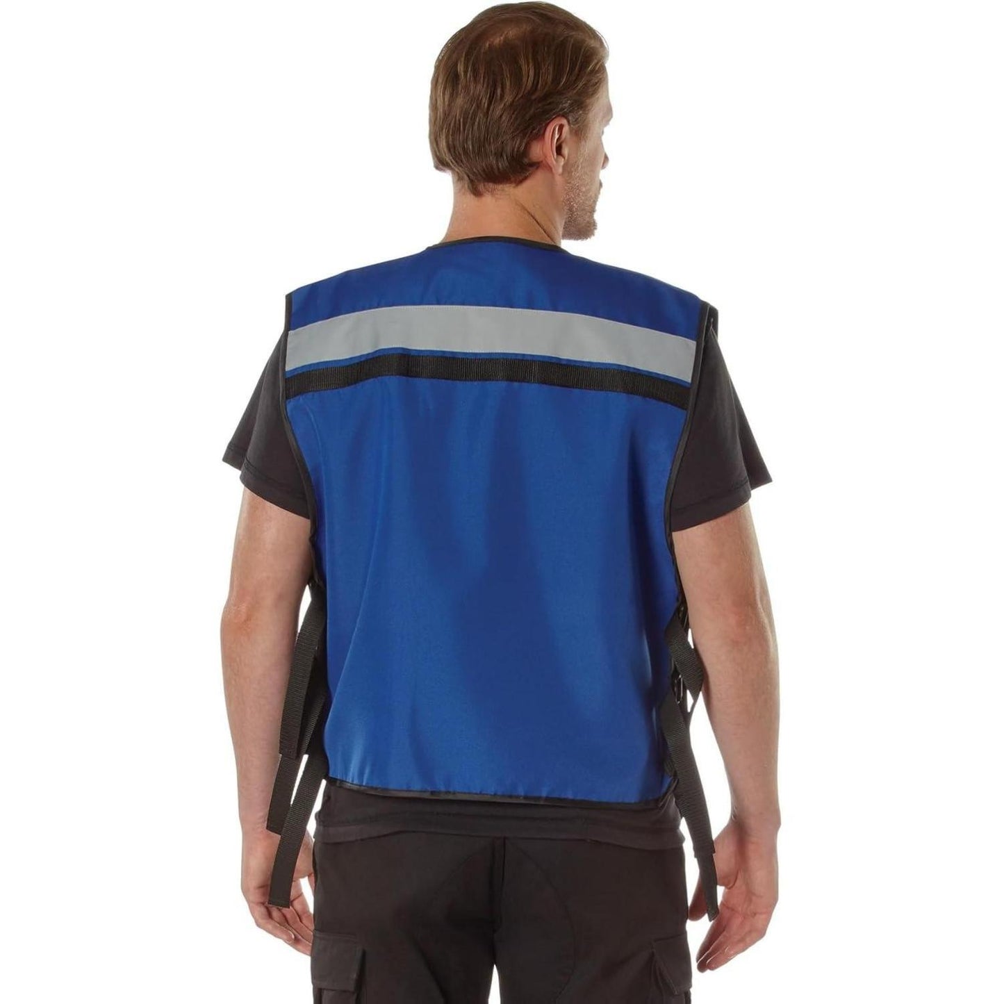 ROTHCO EMS Rescue Vest - Safety Vest with Reflective 2 Inch Grey Tape, 2 Large Zippered Cargo Pockets & Breast Pockets with ID Holder