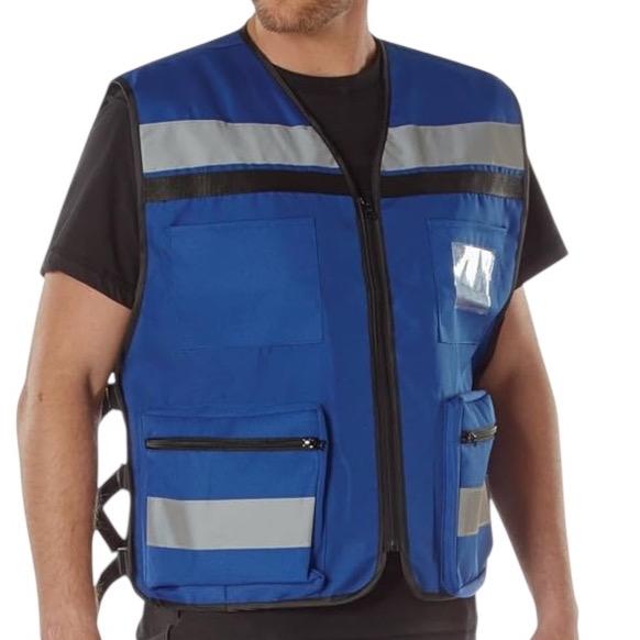 ROTHCO EMS Rescue Vest - Safety Vest with Reflective 2 Inch Grey Tape, 2 Large Zippered Cargo Pockets & Breast Pockets with ID Holder