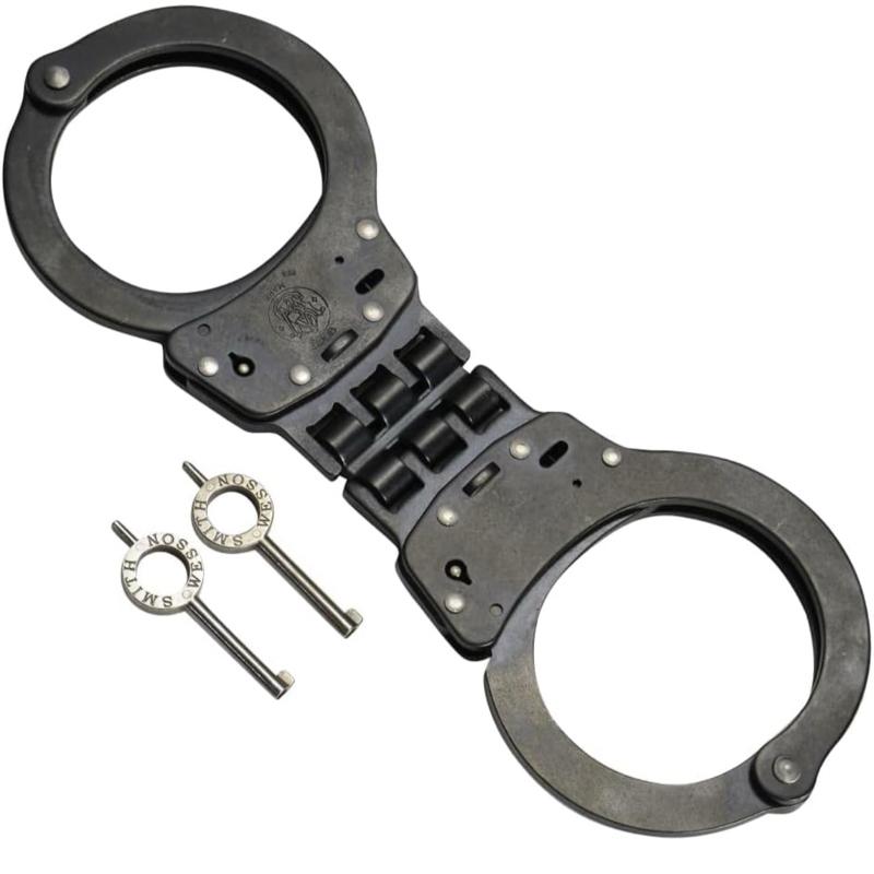 Smith & Wesson Hinged Handcuffs - Silver, Nickel Finish, 10 Oz, Model N/A, Wrist Opening 2.04 Inches, Standard Key Lock, US Origin