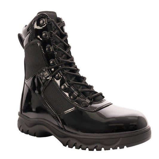 Rothco Forced Entry High-Gloss Tactical Boots with Side Zipper - 8 Inch Boot Men’s Workwear Footwear