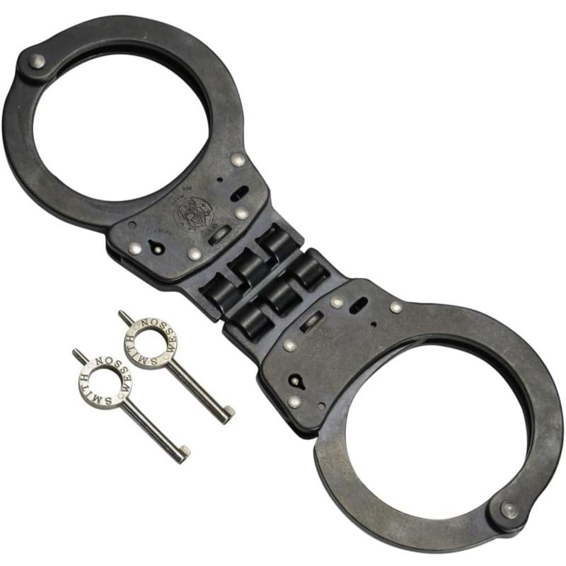 Smith & Wesson Hinged Nickel Handcuffs - Silver, Black