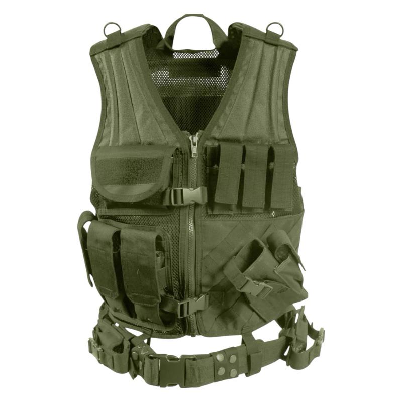 Rothco Cross Draw MOLLE Tactical Vest - Black, ACU Digital Camo, Olive Drab, Coyote Brown, MultiCam