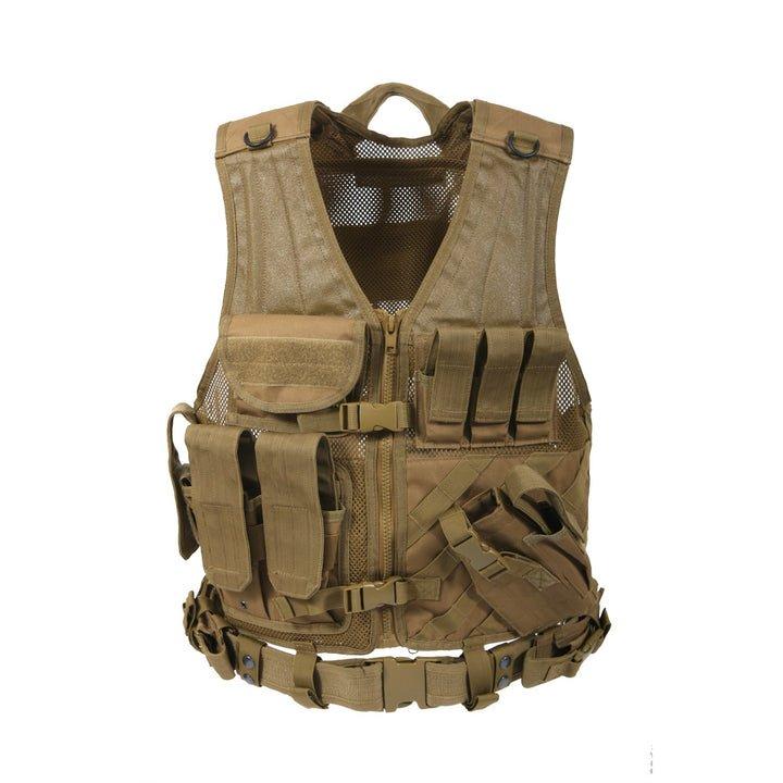 Rothco Cross Draw MOLLE Tactical Vest - Black, ACU Digital Camo, Olive Drab, Coyote Brown, MultiCam